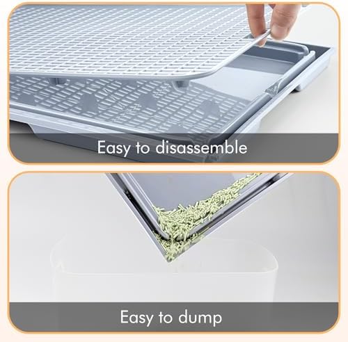 2Pack Cat Litter Box Step, Cat Litter Catcher, Expandable Interlock Litter Mat, Washable Easy Clean, Waterproof & Urine Proof, Grey