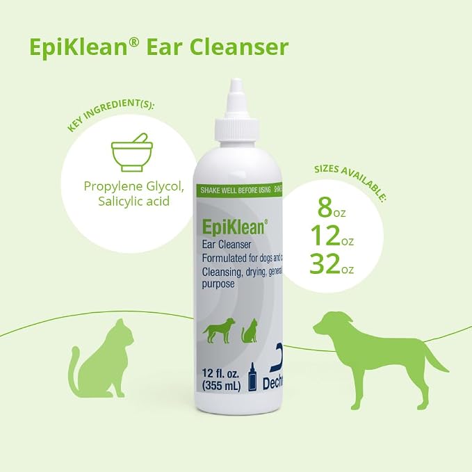 EpiKlean® Ear Cleanser for Dogs and Cats, 12 Fl Oz | Cleansing, Drying, General Purpose; Packaging May Vary