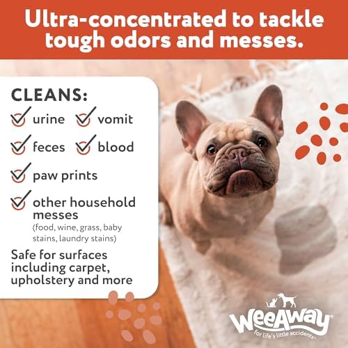 Wee Away X2 Dog Urine Stain & Odor Remover – Double Strength Enzyme Spot Cleaner for Dog Pee, Marking & Odor Removal – Carpet, Furniture & Bedding, Non-Toxic, 16oz