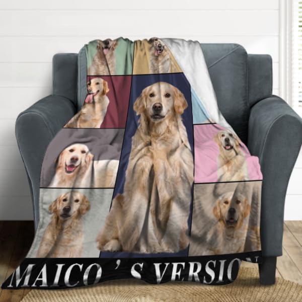 Custom Pet Portrait Blankets with Photos, Pet Memorial Gift for Pet Dog Lovers, Personalized Dog Blanket in Loving Memory Blanket for Dog Lovers Dog Mom Dog Dad, Cat Blanket, Puppy Blanket M