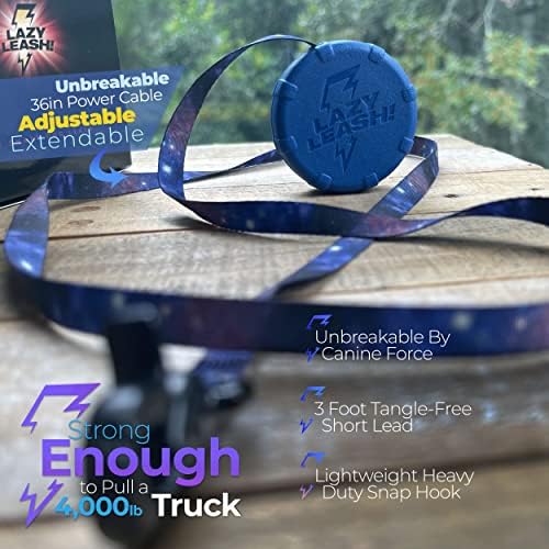 Galaxy Blue + Free Bonus Leash! Wearable Mini Adjustable Dog Leash for Hiking, Training & Adventure. Powerful Lightweight 36" Retractable Keychain Clip. Durable & Comfort Grip for Off Leash Walking.
