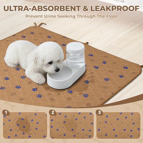Fostanfly Washable Dog Pee Pads, Ultra-Absorbent, 36"x41"-2 Pack, Brown