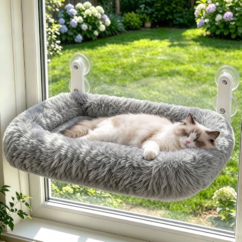 Zoratoo Foldable Cat Window Perch, Widened Cushion Cat Bed for Large Cats