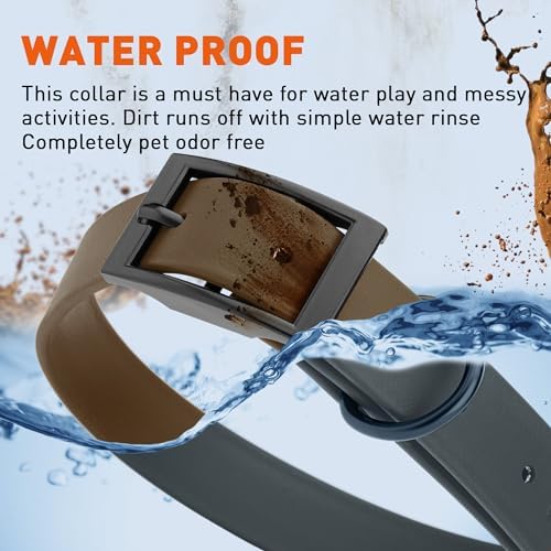 Dogline Biothane Waterproof Dog Collar Strong Coated Nylon Webbing with Black Hardware Odor- Proof for Easy Care Easy to Clean High Performance Fits Small Medium or Large Dogs, Dark Chocolate Brown