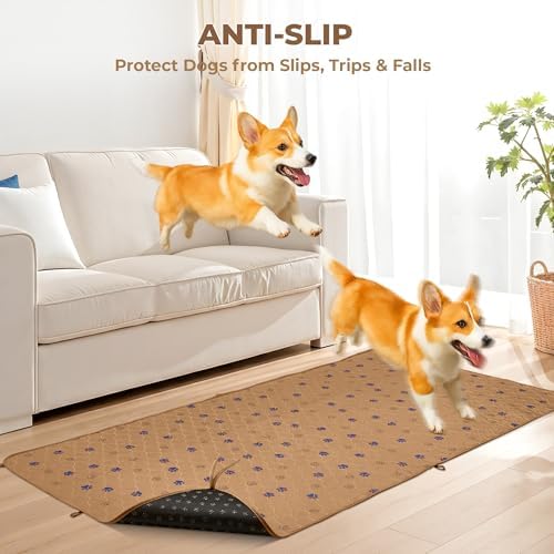 Fostanfly Washable Pee Pads for Dogs, Leak-Proof, 36"x72"-2 Pack, Brown