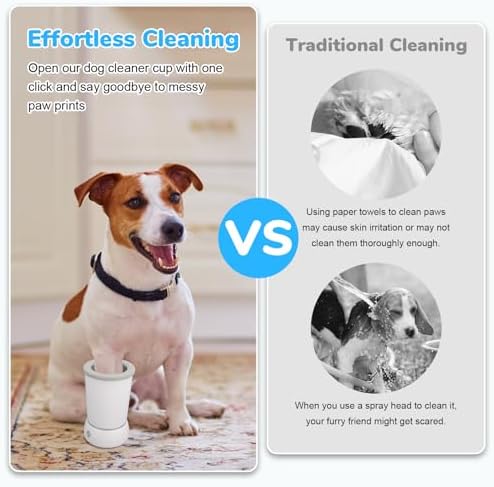 Automatic Dog Cleaner Washer and Massager, Electric Pet Foot Paws Washer for Dogs Cats, USB Portable Dog Feet Cleaner Cup for Small to Medium Dogs, Pet Grooming Supplies(White)