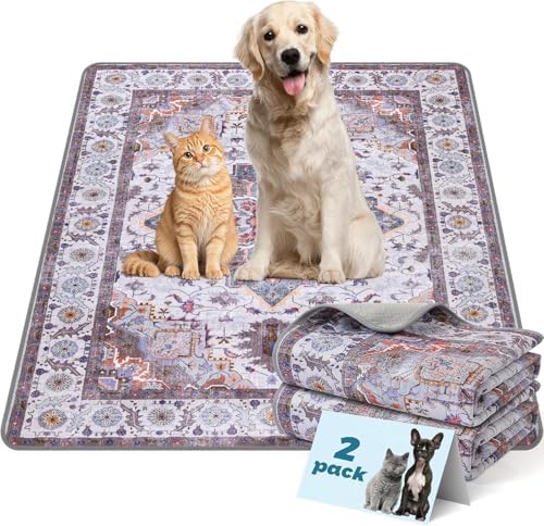Washable Pee Pads for Dogs and Cats 2 Pack Reusable Puppy Training Pads 36"x24" Super Absorbent Waterproof Dog Training Pads, Non-Slip and Leak-Proof Whelping Pads for Pet Housebreaking Khaki