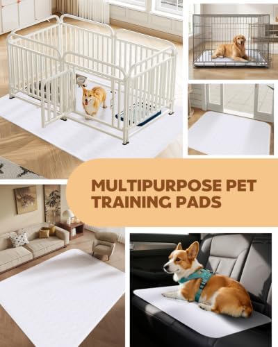 Washable Pee Pads for Dogs 36" x 36" - 2 Pack, White, Stylish Reusable Puppy Training Pads - 100% Waterproof & Leak-Proof & Non-Slip, Potty Pads for Whelping, Crate, Floor