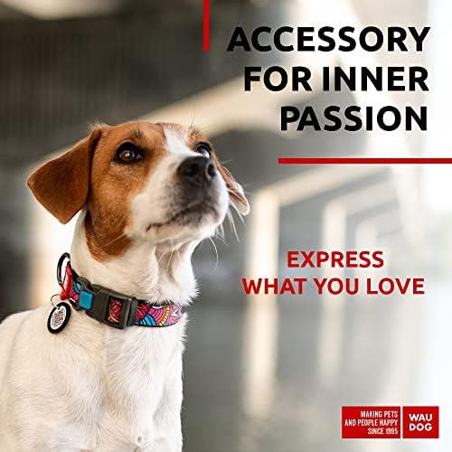WAUDOG Nylon Dog Collar - Adjustable Dog Collar for Large Dogs, Small & Medium Dogs - Breakaway Puppy Collars for Large Breed Dogs - Boy & Girl Dog Collars with Durable Plastic Buckle and QR Dog Tag