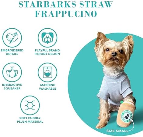 Haute Diggity Dog Starbarks Frappawcino Plush Dog Toy, Drink Parody Toy