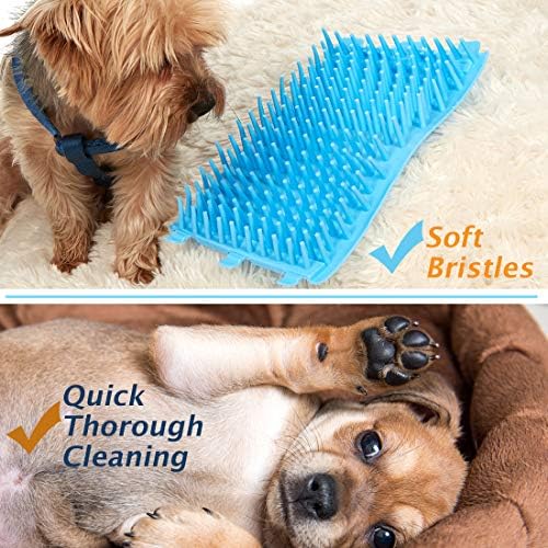 Dog Paw Cleaner | Easy To Open Lid, Soft Rubber Bristles, Quick Pet Feet Cleaning | Portable Paw Washer for Medium Dogs and Cats - Blue