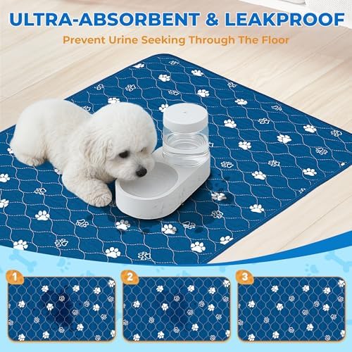 Fostanfly Non Slip Washable Dog Pee Pads, 24"x72" (2x6ft)-1 Pack, Blue