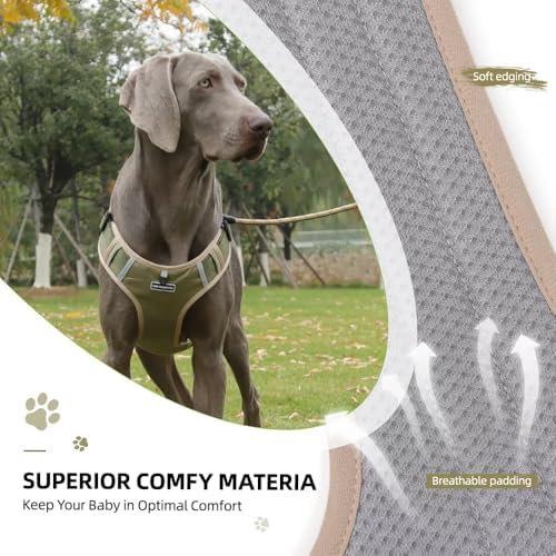 Dog Harness No Pull Adjustable Reflective,for Medium and Large Small Dog with Leash 59.06in (Khaki, XS)