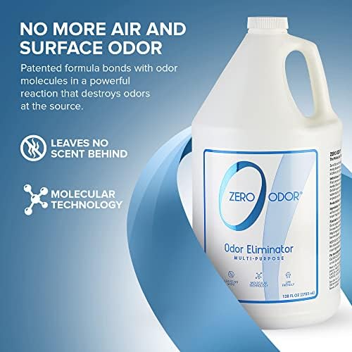Zero Odor Multi-Purpose Odor Eliminator, Air and Surface Odor Remover for Home, Bathroom, Kitchen, and Closet, Refill, 128 oz (Pack of 2)