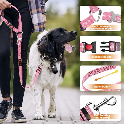 Laqibak Removable Dog Seat Belt Harness for Car, 3 in 1 Pet Seatbelt Leash