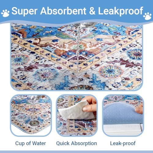 Boho Absorbent Reusable Non-Slip Washable Dog Pee Pads, 2 Pack 40x26
