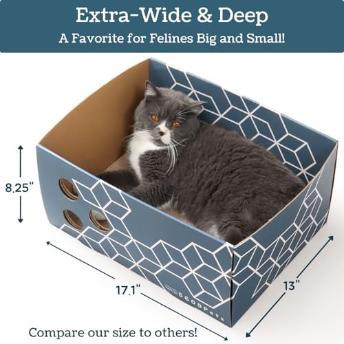 No-Mess Cardboard Cat Scratcher Box - Refillable Double-Sided Scratch Pad