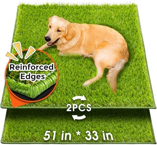 Hompet Artificial Grass for Dogs, 51"x33", Professional Dog Grass Mat, Easy to Clean with Drainage Holes, Potty Training Pad and Replacement Fake Grass Turf, Outdoor Rug Patio Lawn Decoration