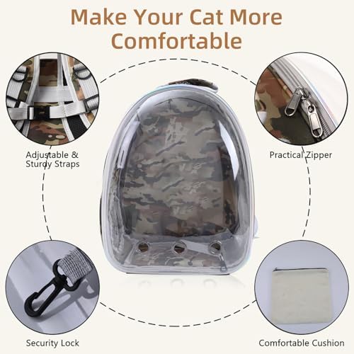 Expandable Cat Carrier Backpack with Bubble Window, Camo