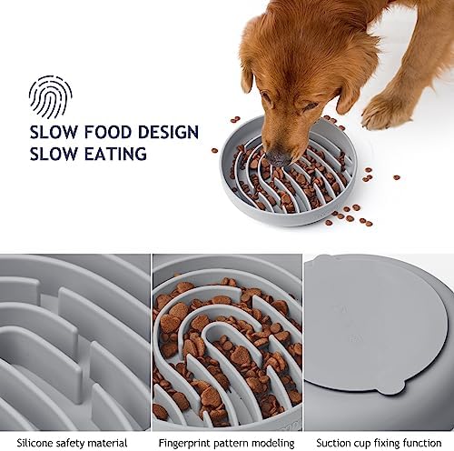 Coomazy Slow Feeder Dog Bowls, Silicone Anti Choking Puzzle Dog Food Bowl