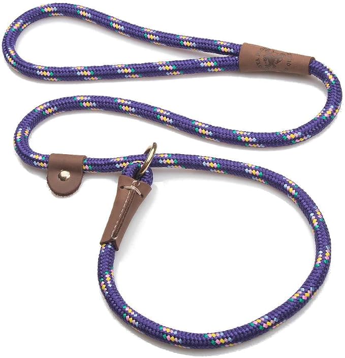 Mendota Pet Slip Leash - Dog Lead and Collar Combo - Made in The USA - Purple Confetti, 1/2 in x 4 ft - for Large Breeds