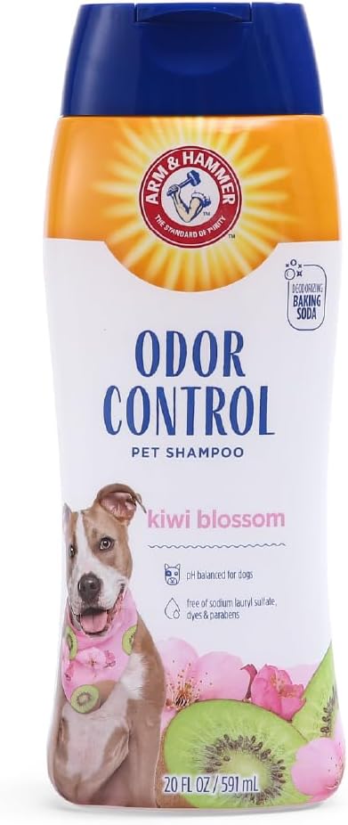 Arm & Hammer Deodorizing Dog Shampoo, Kiwi Blossom, 20 Fl Oz | Tearless, moisturizing baking soda formula for sensitive skin, safe for dogs and puppies during regular baths