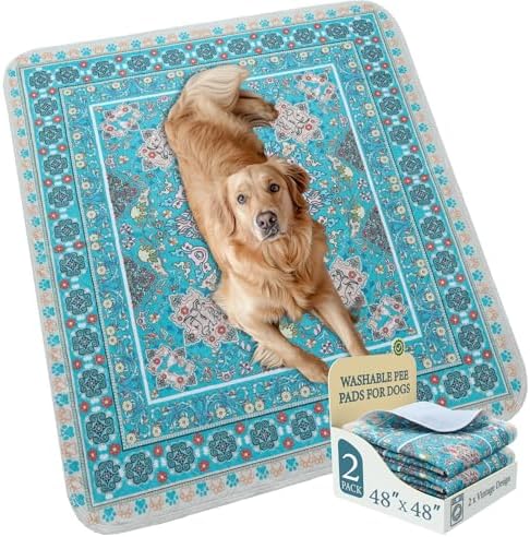 Homimp Washable Pee Pads for Dogs,Extra Large 2 Pcs Reusable Puppy Pads Waterproof,Absorbent and Leakproof Dog Pee Pads,Non Slip Puppy Training Pads,Pet Mat for Floor,Crate,Couch,Whelping,Blue 48"x48"