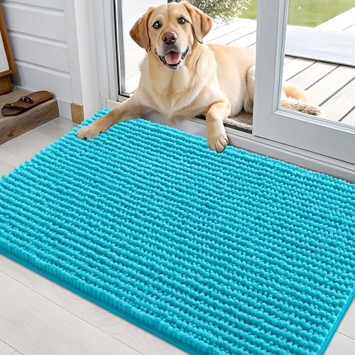 OLANLY Dog Door Mat for Muddy Paws 36x24, Extra Absorbent Chenille Mud Mat