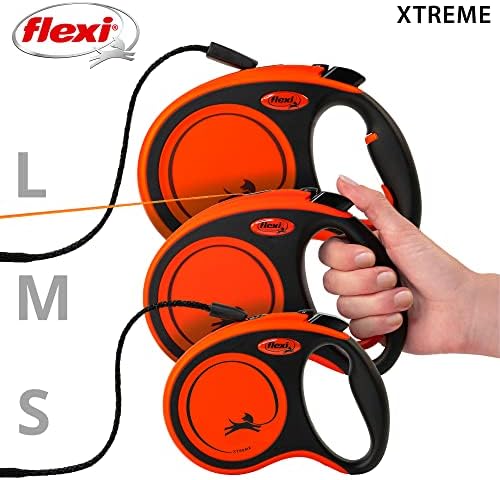 FLEXI® Xtreme Tape Retractable Dog Leash, Large, 16 ft - Orange/Black