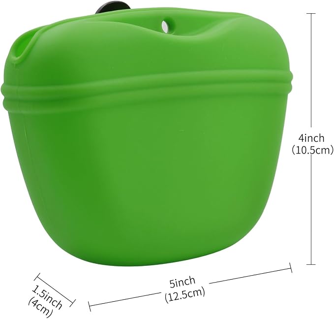 AUDWUD Silicone Dog Treat Pouch with Clicker Magnetic Closure Secure Clip | Upgraded clip keeps your treat pouch secure during training.Magnetic closure allows fast one hand access.Includes dog click