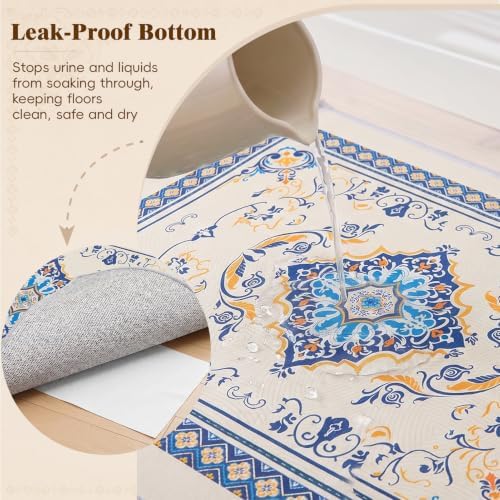 Bienbee Cat Litter Mat, 2 Pack 33" x 22" Machine Washable for Litter Boxes
