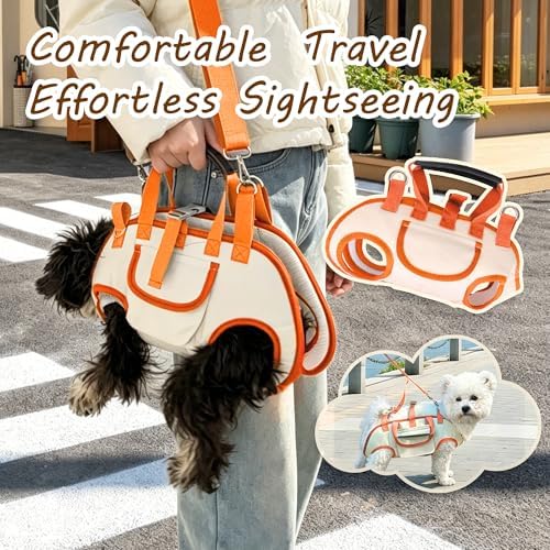 YAODHAOD Hands Free Dog Backpack Carrier for Small Dogs, Breathable Pet Carrier with Adjustable Straps,Portable Shoulder Carrier Sling Backpack for Hiking, Camping, Walking, Cycling (Orange, L)