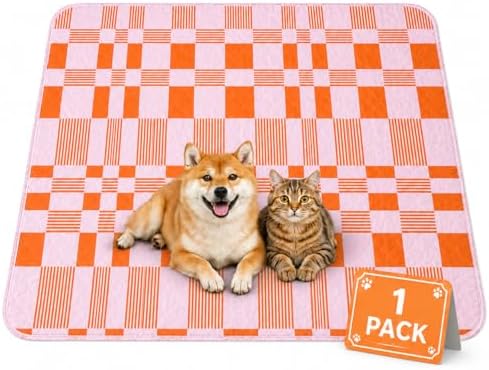 Washable Pee Pads for Dogs, Training Pads Puppy Pads Leak-Proof Reusable Pet Pad, Super Absorbent and Non-Slip Litter Cats Mat for Whelping, Playpen, Housebreaking, Pink 72''x72''