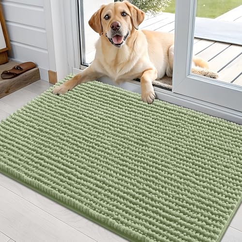 OLANLY Dog Door Mat for Muddy Paws 36x24, Extra Absorbent Chenille Mud Mat