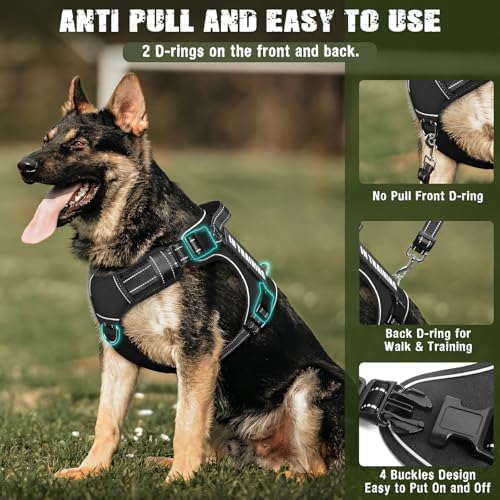 Tactical Dog Harness and Leash Set for Large Dogs+10 Dog Patches