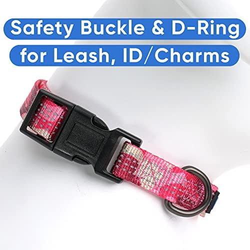 Pawtitas Reflective Dog Collar for Large Dogs – Adjustable Nylon Collar with Quick-Release Buckle | Fits Neck 16–26 in | Night Safety Training Collar | L | Camouflage Pink