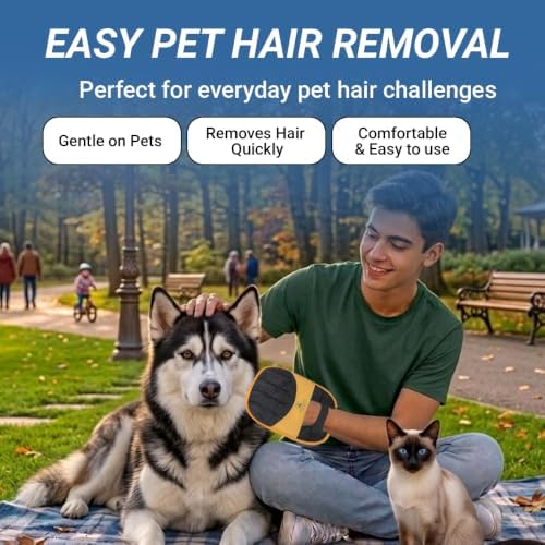 Pet Hair Remover Glove for Dogs & Cats - Reusable Double-Sided Electrostatic Grooming Mitt for Couch, Car Seats, Furniture, Bedding & Clothing - Washable Fur & Lint Removal Tool (1 Pack) Orange