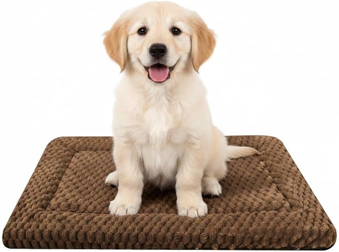 Dog Bed mat Machine-Washable Dog cage mat Dark Brown（24x18x1.5in） | Soft reversible design with non-slip bottom, machine washable, lightweight, ideal for crates, travel, and home