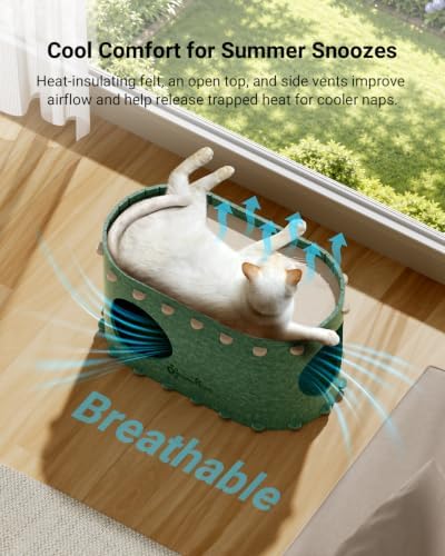 DownyPaws Cat House for Indoor Cats, Cube Castle Cat Bed Cave, Forest