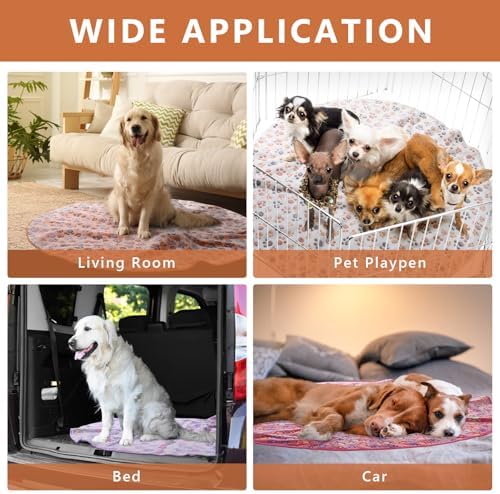 4 Pack Washable Whelping Pad Whelping Supplies Absorbent Reusable Puppy Training Pads Reusable Dog Mat for Floor Non Slip Washable Pee Mat for Dogs(Bright Color,36 Inch)