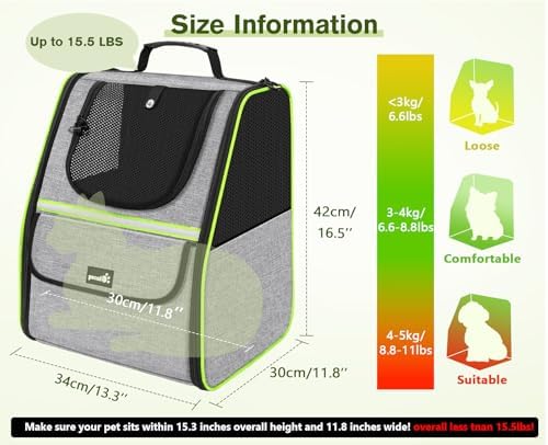 Pecute Cat Backpack Carrier, Small Dog Backpack Carrier, Pet Backpack Carrier for Cats Dogs Puppy Kitten, Cat Carrier Bag Carrying for Travel Hiking Bike Riding Walking Outdoor