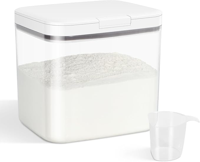 4.75 Qt Rice Flour Container Dog Food Storage Holder with Flip-up Lid Scoop | Airtight Dry Food Containers Pet Cat Food Bin Laundry Room Organization Household Essentials Kitchen Pantry Organizers