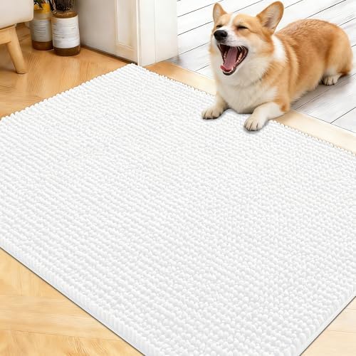 OLANLY Dog Door Mat for Muddy Paws 40x32, Extra Absorbent Chenille Mud Mat