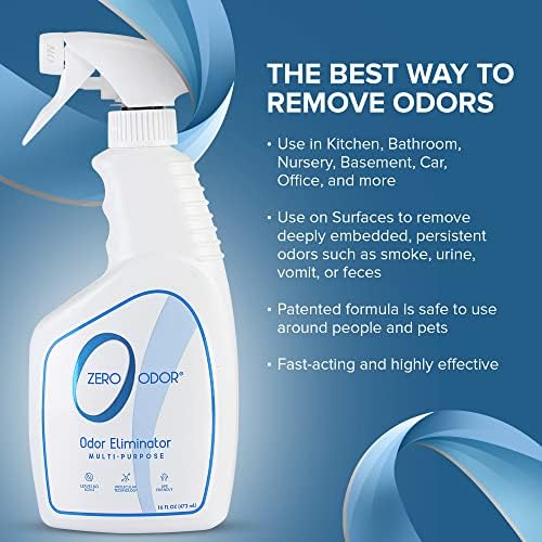 Zero Odor – Multi-Purpose Odor Eliminator - Air & Surface Odor – Patented Technology for Bathroom, Kitchen, Fabric, Closet- Smell Great Again, 16oz (Pack of 2)