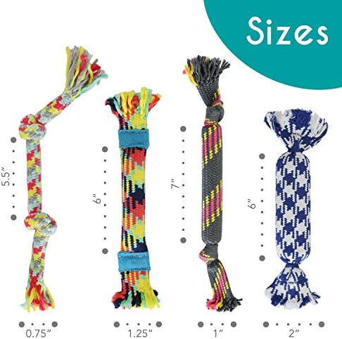 rocket & rex Puppy Tug Rope Toys for Small Dogs, Teething (4pk)