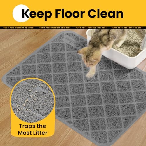 Conlun Cat Litter Mat Litter Trapping Mat, 24" x 17" Charcoal