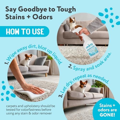 Wee Away X2 Dog Urine Stain & Odor Remover – Double Strength Enzyme Spot Cleaner for Dog Pee, Marking & Odor Removal – Carpet, Furniture & Bedding, Non-Toxic, 16oz