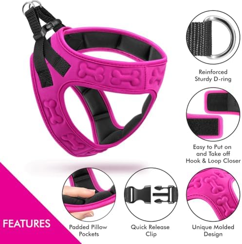 Comfort fit Step-in Dog & Puppy Harness - Comfortable All Weather Dog Vest Harness: Adjustable, Soft Padded, Easy to Put-on for Small, Medium-Sized Dogs.