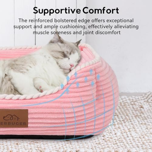 Zerbuger 20in Pink Rectangle Cat Dog Bed Machine Washable Sleeping Sofa
