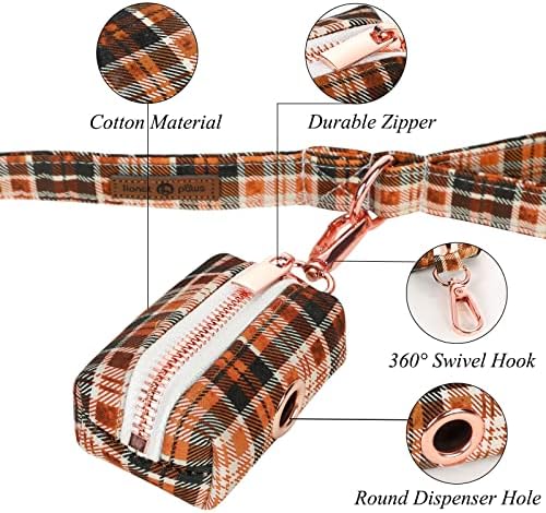 Lionet Paws Cute Dog Poop Bag Holder with Dog Poop Bag for Leash, Cotton Dog Bag Dispenser, Matching Dog Collar